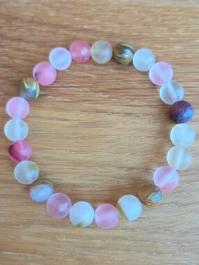 Cherry Quartz Beads Stretch Bracelet | Pink | Handmade